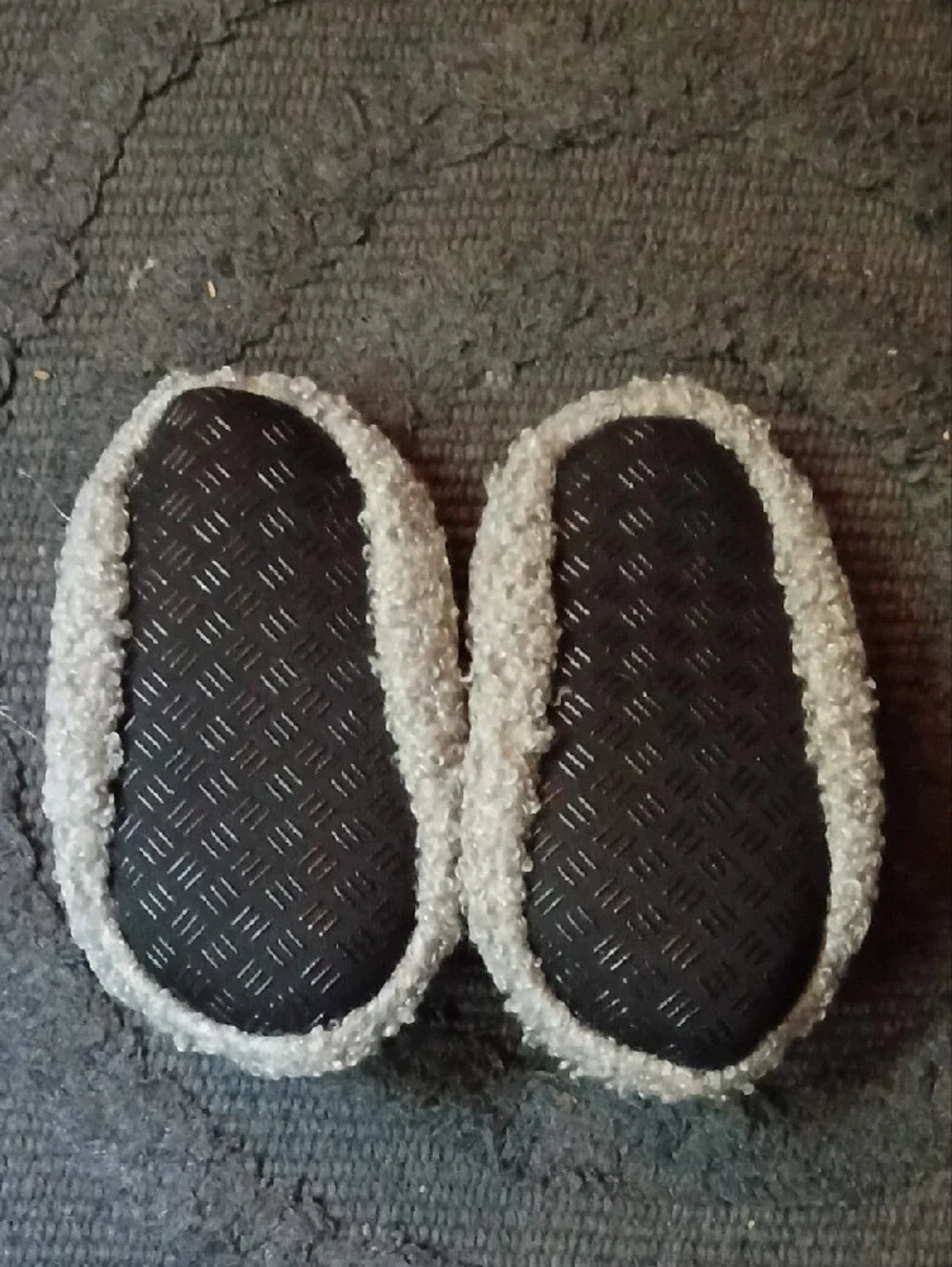 Kids Gray/ Purple Plush Bunny Slippers with Purple Ears 1 To 2 Yrs Old